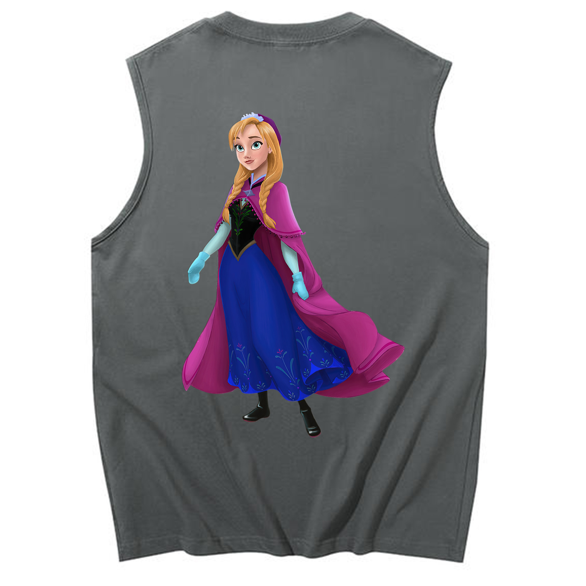 （画像用） アナと雪の女王 アンナ エルサ Frozen Anna Elsa コットン100％タンクトップ（背面プリント）